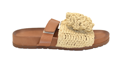 CIABATTONA CON FIORE RAFIA BEIGE